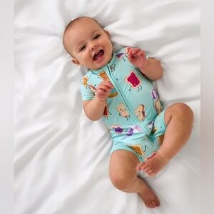 Little Sleepies Lunch Buddies Shorty Zippy Pajamas Size 12-18M GUC